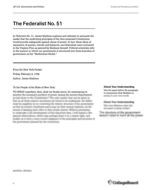 Topic 1. . Federalist 70 analytical reading answers